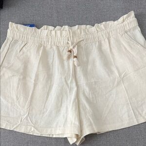Hang Ten Women's linen blend Cream Drawstring Shorts